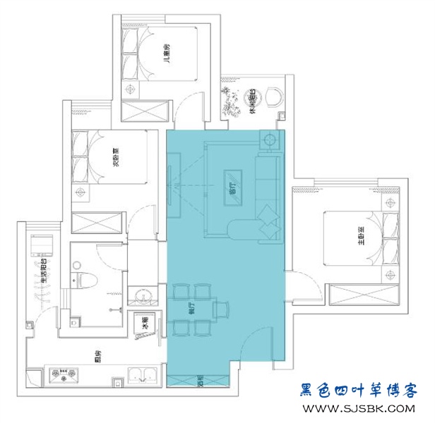 【现代】蓝光天娇城J户型平面-第2张图片