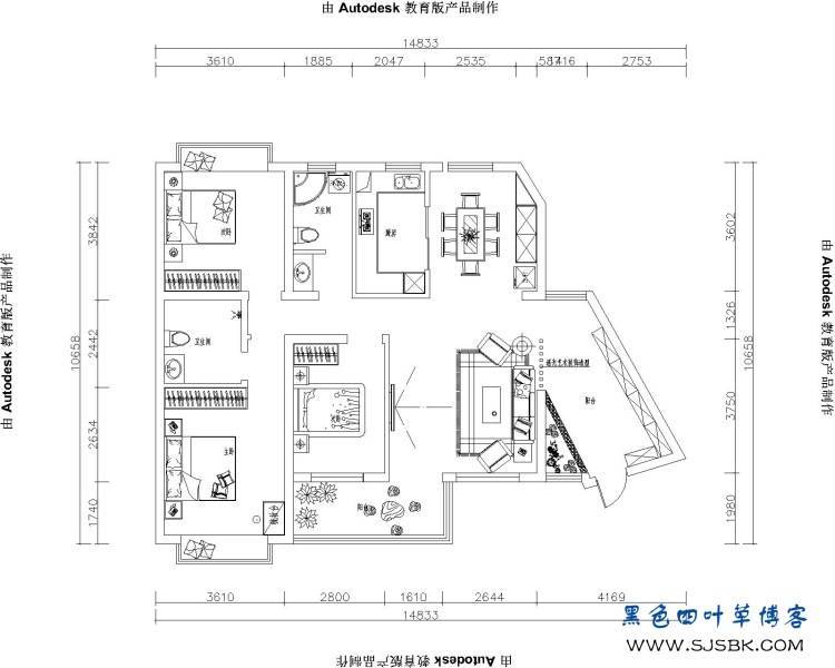 【现代全景】锦绣园126户型二次修改版-第2张图片