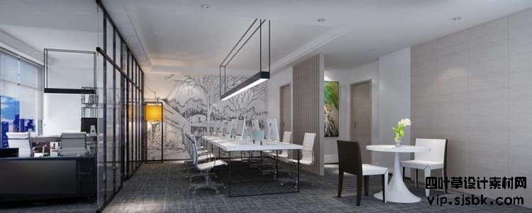 2017loft工业风格办公室装修设计3D模型效果图桌椅3Dmax模型素材-第54张图片