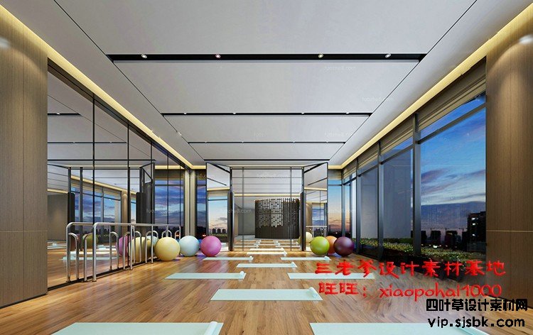 新瑜伽馆会所健身房3d模型体育器材3Dmax效果图设计素材-第82张图片